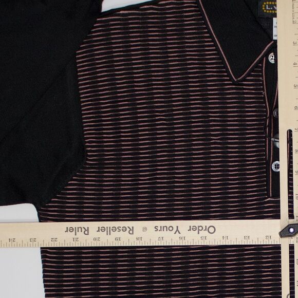 VTG NWT L Virany 60s Style Collared Knit Sweater Black Pink Made in Italy Men XL - Picture 11 of 11